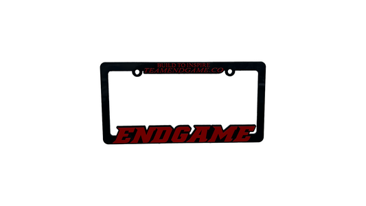 LICENSE PLATE FRAME - BUILD TO INSPIRE (RED/BLACK)