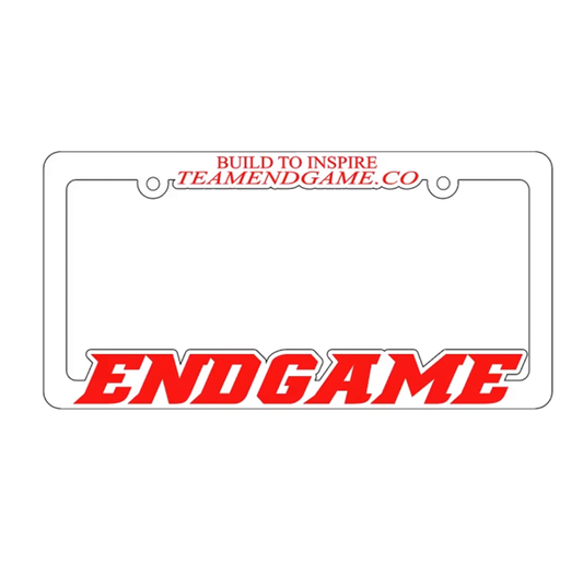 LICENSE PLATE FRAME - BUILD TO INSPIRE (RED/WHITE)